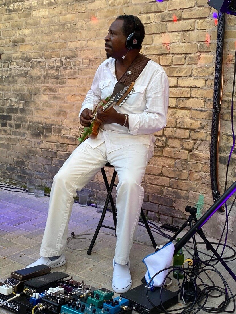 Wil A. Crosby performing outdoors