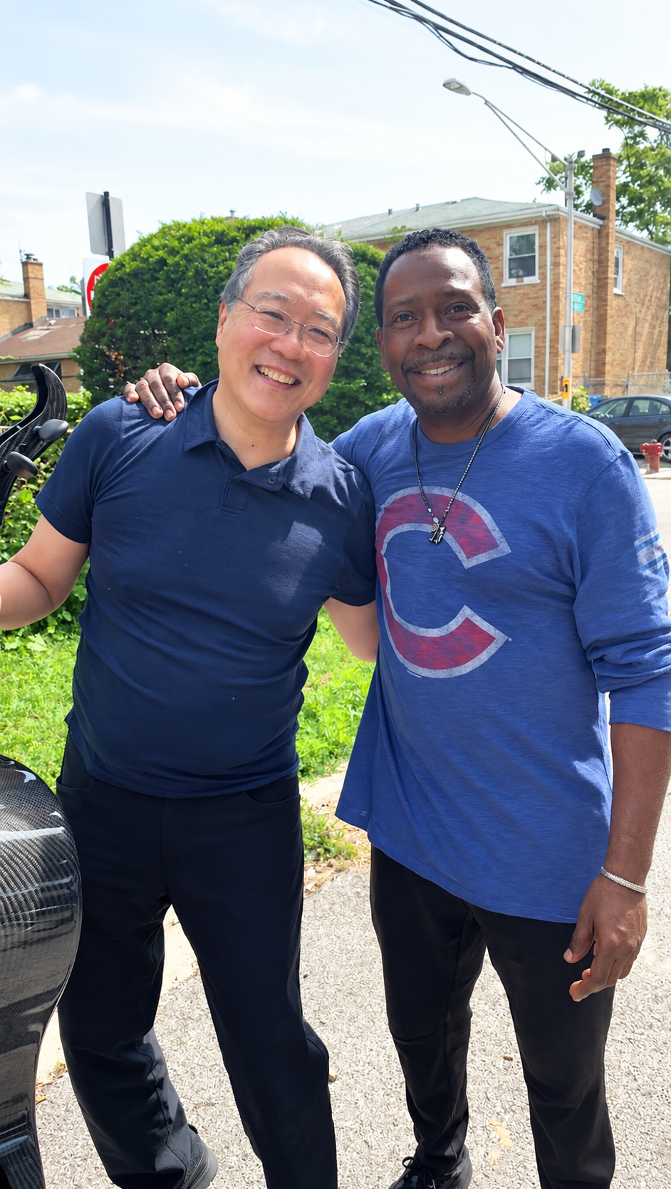 Wil A. Crosby outdoors with Yo-Yo Ma